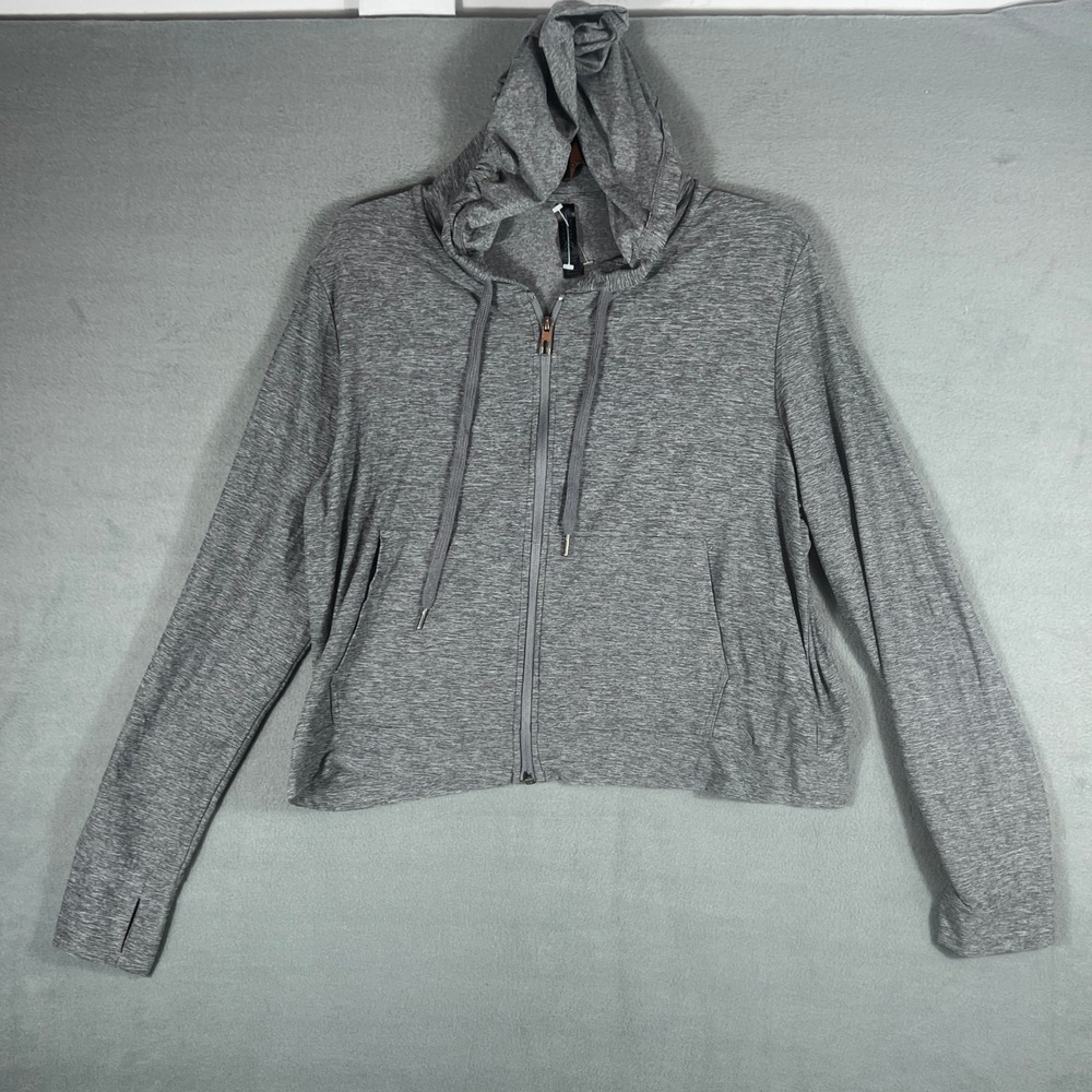 Kyodan Womens Zip Up Hoodie TG/XL Gray Heathered Active Long Sleeve Thumbhole